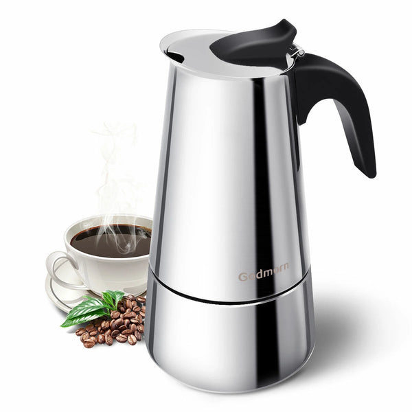 Godmorn Moka Pot Espresso Maker (450ml, Stainless Steel): Induction Compatible, Classic Stovetop Coffee